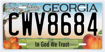 GA license plate CWV8684