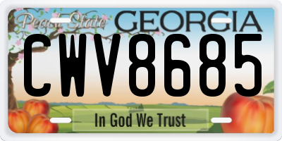 GA license plate CWV8685