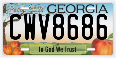 GA license plate CWV8686