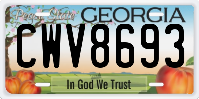 GA license plate CWV8693