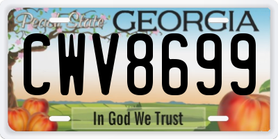 GA license plate CWV8699