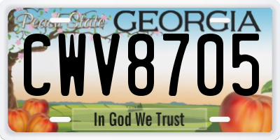 GA license plate CWV8705