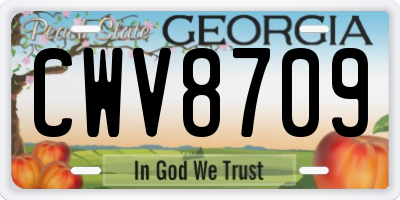 GA license plate CWV8709