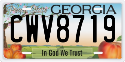 GA license plate CWV8719