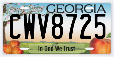 GA license plate CWV8725