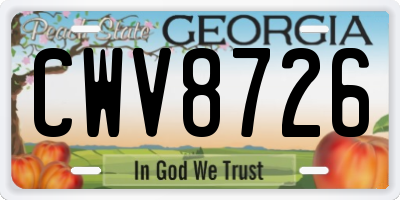 GA license plate CWV8726