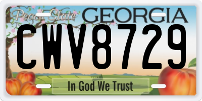 GA license plate CWV8729