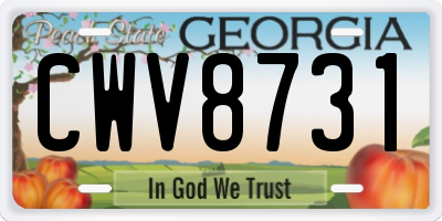 GA license plate CWV8731