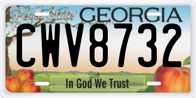 GA license plate CWV8732