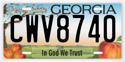 GA license plate CWV8740