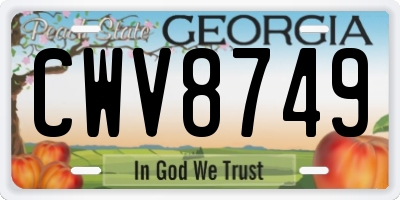 GA license plate CWV8749