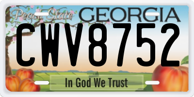 GA license plate CWV8752