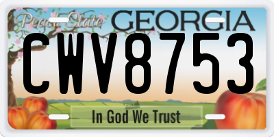GA license plate CWV8753
