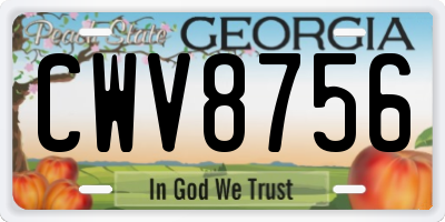 GA license plate CWV8756