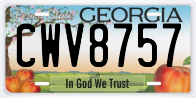 GA license plate CWV8757