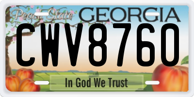 GA license plate CWV8760