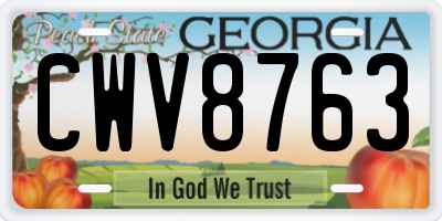 GA license plate CWV8763
