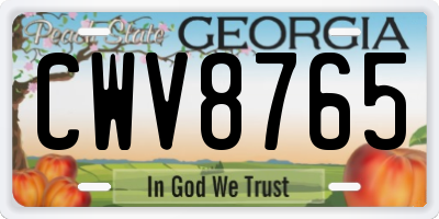 GA license plate CWV8765