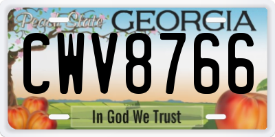 GA license plate CWV8766