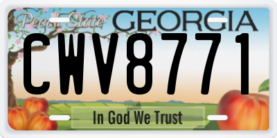 GA license plate CWV8771