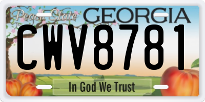 GA license plate CWV8781