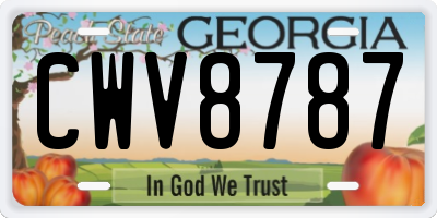 GA license plate CWV8787