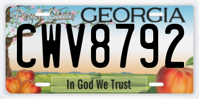 GA license plate CWV8792