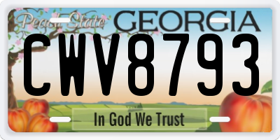 GA license plate CWV8793
