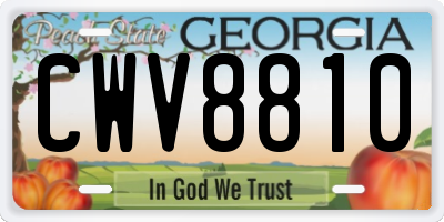 GA license plate CWV8810