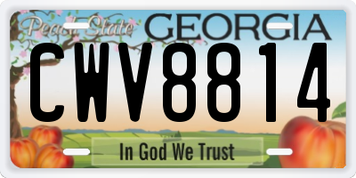GA license plate CWV8814