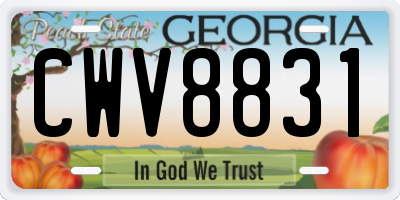 GA license plate CWV8831