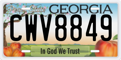 GA license plate CWV8849