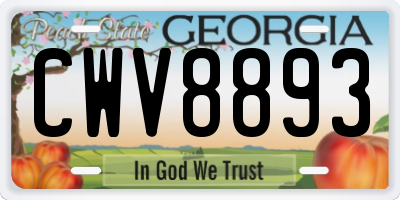 GA license plate CWV8893