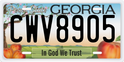 GA license plate CWV8905