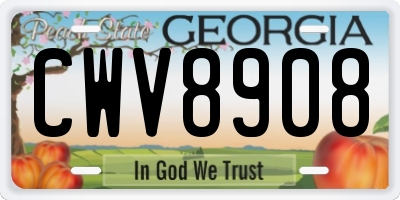 GA license plate CWV8908