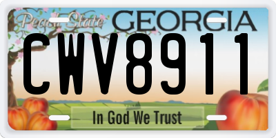 GA license plate CWV8911