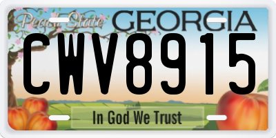 GA license plate CWV8915