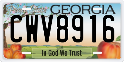 GA license plate CWV8916