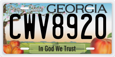 GA license plate CWV8920