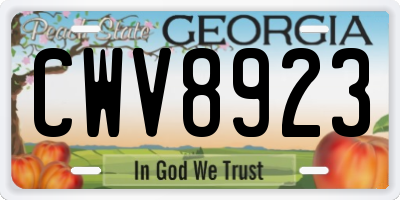 GA license plate CWV8923
