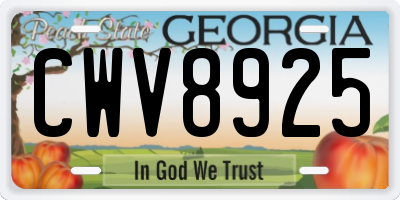 GA license plate CWV8925
