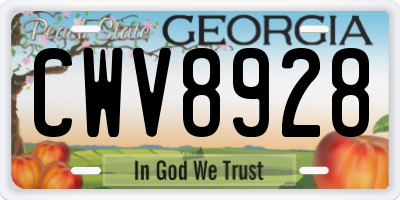 GA license plate CWV8928
