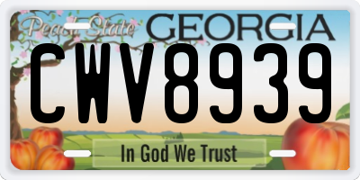 GA license plate CWV8939