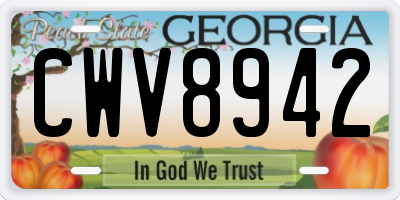 GA license plate CWV8942