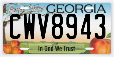 GA license plate CWV8943