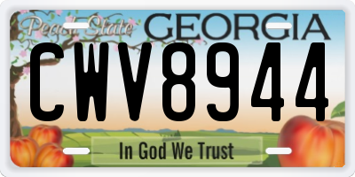 GA license plate CWV8944