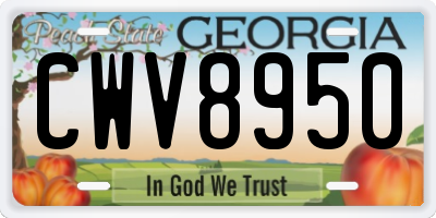GA license plate CWV8950