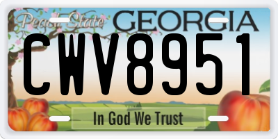 GA license plate CWV8951
