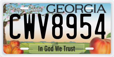 GA license plate CWV8954