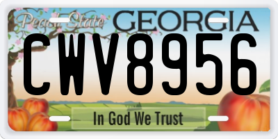 GA license plate CWV8956